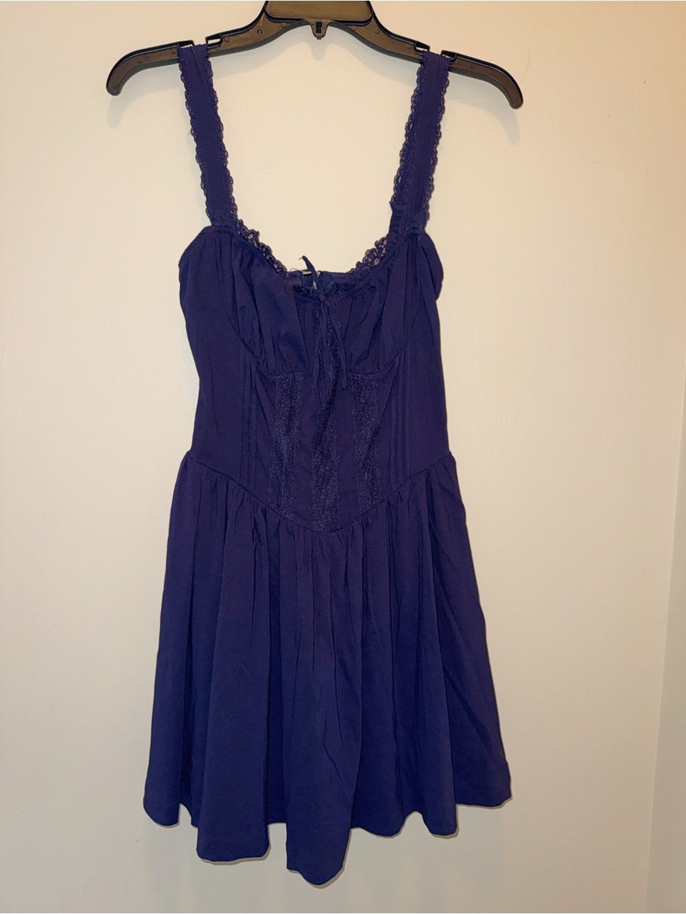 RIS Navy Lace-Trim Mini Dress